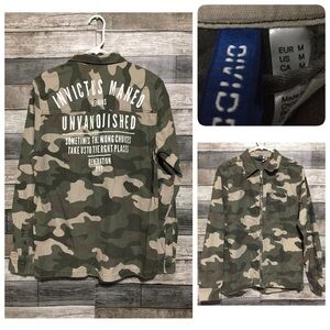 H&M Divided Camo Full Zip Lightweight Shirt Jacket Shacket Men’s M Green
